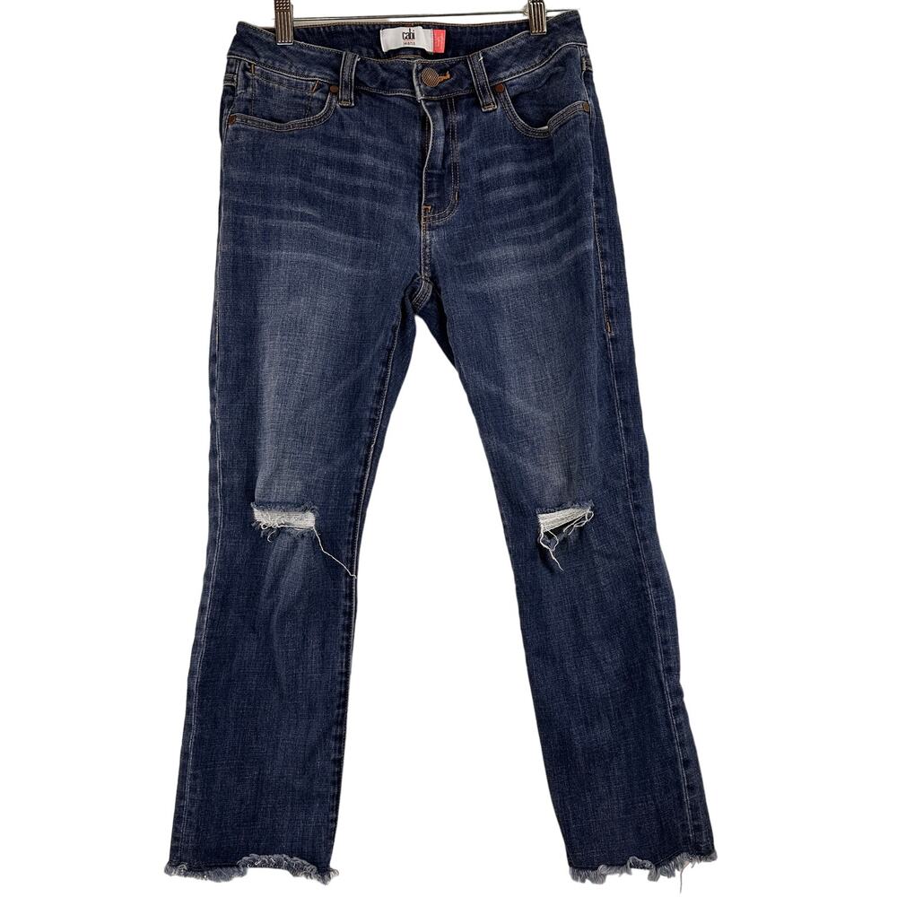 Cabi #5495 Cropped High Straight Distressed Jeans Size 4